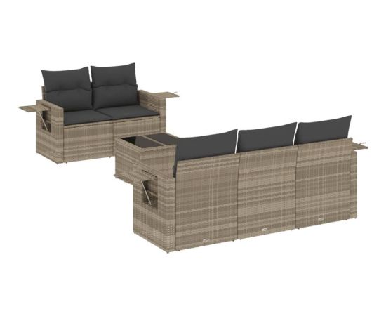 vidaXL 6-cz. zestaw mebli ogrodowych, z poduszkami, jasnoszary Dārza mēbeļu komplekti