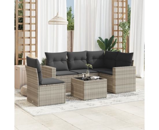 vidaXL 6-cz. zestaw mebli ogrodowych, z poduszkami, jasnoszary Dārza mēbeļu komplekti