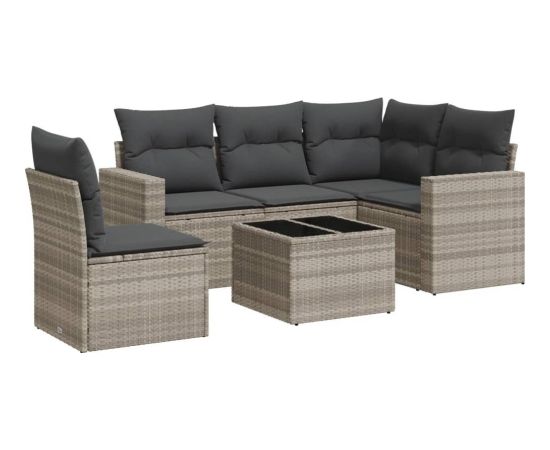 vidaXL 6-cz. zestaw mebli ogrodowych, z poduszkami, jasnoszary Dārza mēbeļu komplekti