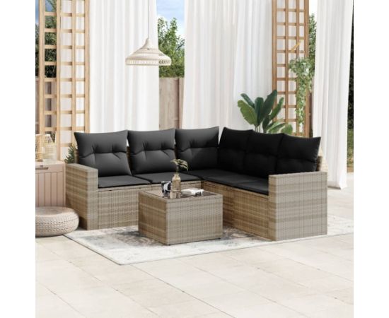 vidaXL 6-cz. zestaw mebli ogrodowych, z poduszkami, jasnoszary Dārza mēbeļu komplekti