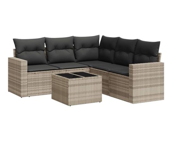 vidaXL 6-cz. zestaw mebli ogrodowych, z poduszkami, jasnoszary Dārza mēbeļu komplekti