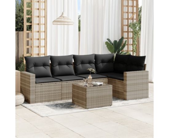 vidaXL 6-cz. zestaw mebli ogrodowych, z poduszkami, jasnoszary Dārza mēbeļu komplekti