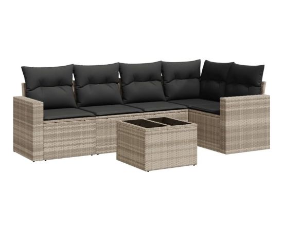 vidaXL 6-cz. zestaw mebli ogrodowych, z poduszkami, jasnoszary Dārza mēbeļu komplekti