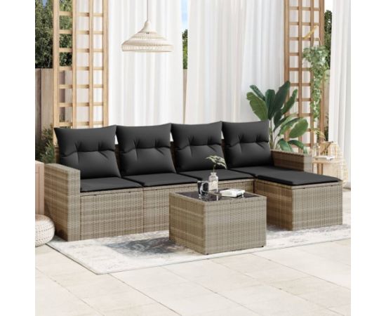 vidaXL 6-cz. zestaw mebli ogrodowych, z poduszkami, jasnoszary Dārza mēbeļu komplekti