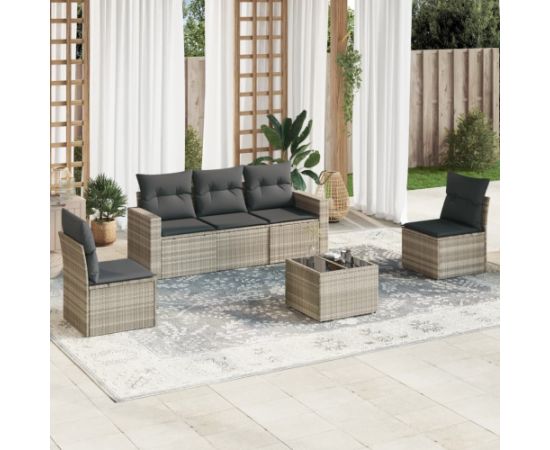 vidaXL 6-cz. zestaw mebli ogrodowych, z poduszkami, jasnoszary Dārza mēbeļu komplekti