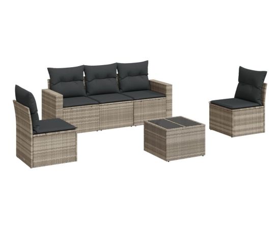 vidaXL 6-cz. zestaw mebli ogrodowych, z poduszkami, jasnoszary Dārza mēbeļu komplekti