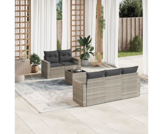 vidaXL 6-cz. zestaw mebli ogrodowych, z poduszkami, jasnoszary Dārza mēbeļu komplekti