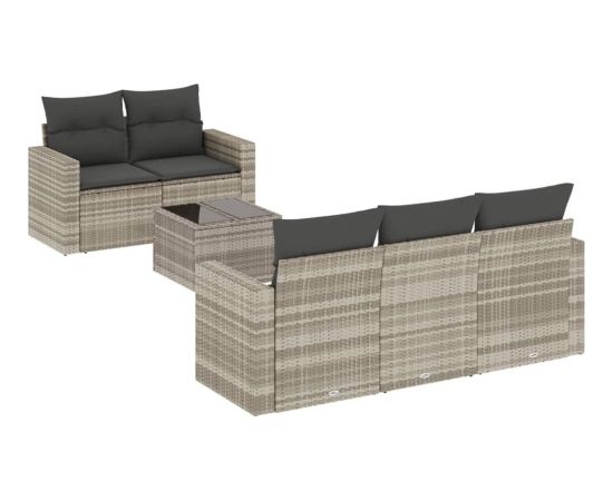 vidaXL 6-cz. zestaw mebli ogrodowych, z poduszkami, jasnoszary Dārza mēbeļu komplekti