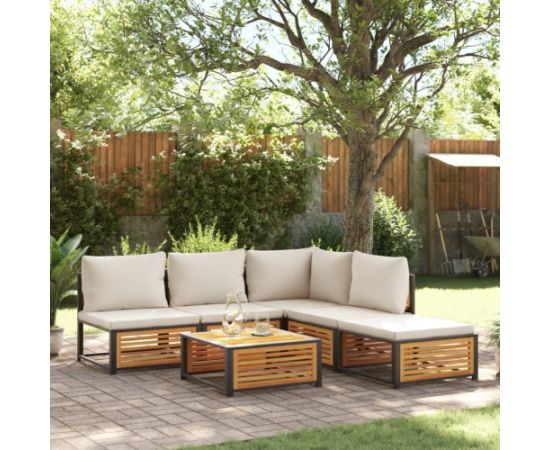 vidaXL 6-cz. zestaw wypoczynkowy do ogrodu, z poduszkami, akacjowy Dārza mēbeļu komplekti