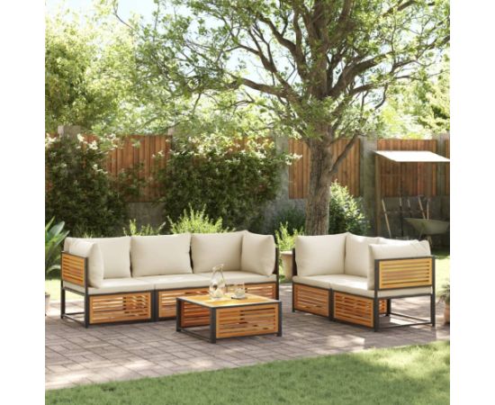 vidaXL 6-cz. zestaw wypoczynkowy do ogrodu, z poduszkami, akacjowy Dārza mēbeļu komplekti