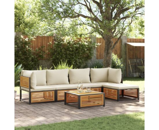 vidaXL 6-cz. zestaw wypoczynkowy do ogrodu, z poduszkami, akacjowy Dārza mēbeļu komplekti