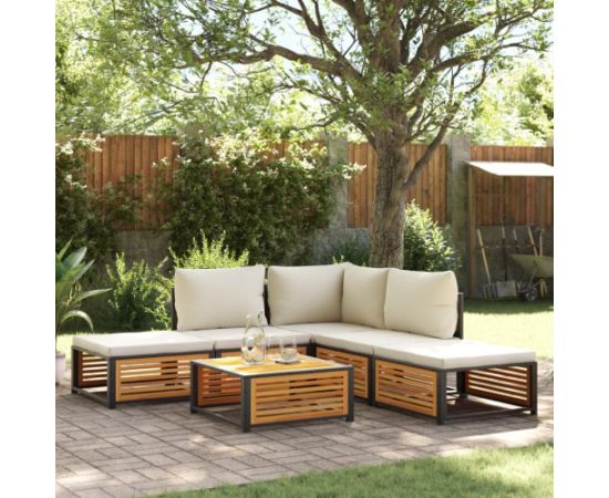 vidaXL 6-cz. zestaw wypoczynkowy do ogrodu, z poduszkami, akacjowy Dārza mēbeļu komplekti