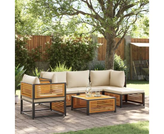 vidaXL 6-cz. zestaw wypoczynkowy do ogrodu, z poduszkami, akacjowy Dārza mēbeļu komplekti