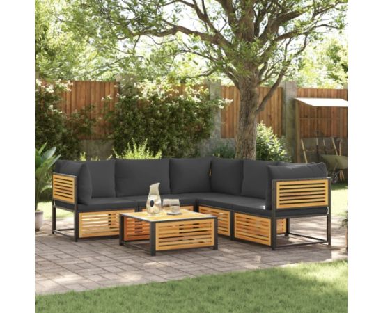 vidaXL 6-cz. zestaw wypoczynkowy do ogrodu, z poduszkami, akacjowy Dārza mēbeļu komplekti