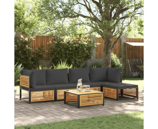 vidaXL 6-cz. zestaw wypoczynkowy do ogrodu, z poduszkami, akacjowy Dārza mēbeļu komplekti