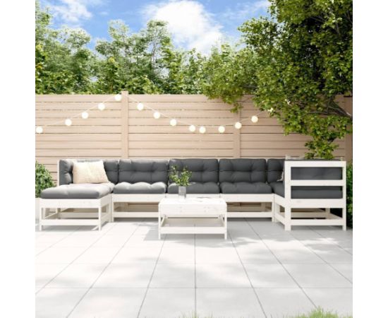 vidaXL vidaXL 8-cz. zestaw wypoczynkowy do ogrodu, biały, lite drewno sosnowe Dārza mēbeļu komplekti