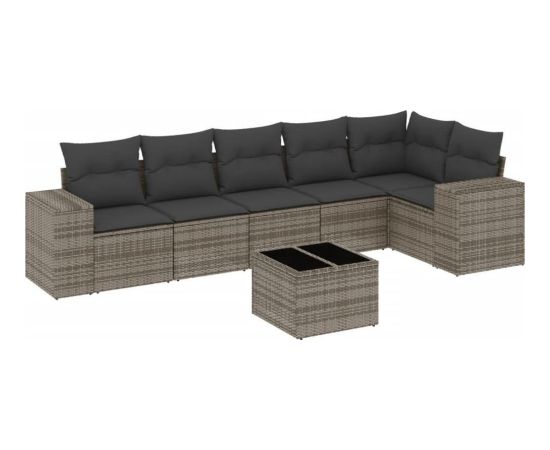 vidaXL 7-częściowy zestaw wypoczynkowy do ogrodu, z poduszkami, szary Dārza mēbeļu komplekti