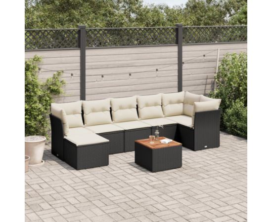 vidaXL 8-cz. zestaw wypoczynkowy do ogrodu, z poduszkami, czarny Dārza mēbeļu komplekti