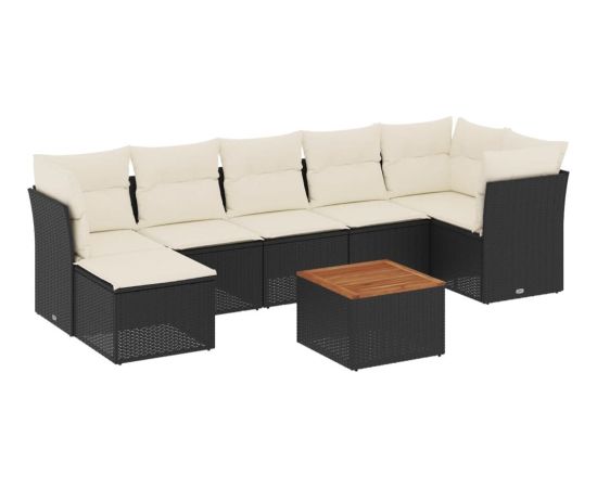 vidaXL 8-cz. zestaw wypoczynkowy do ogrodu, z poduszkami, czarny Dārza mēbeļu komplekti