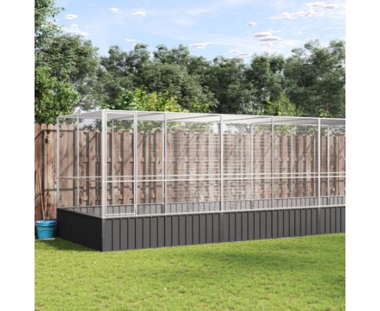 vidaXL Woliera z przedłużeniem, srebrna, 832x207x212 cm, stal Putniem 