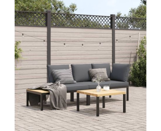 vidaXL vidaXL 3-cz. zestaw mebli do ogrodu, z poduszkami, czarne aluminium Dārza mēbeļu komplekti