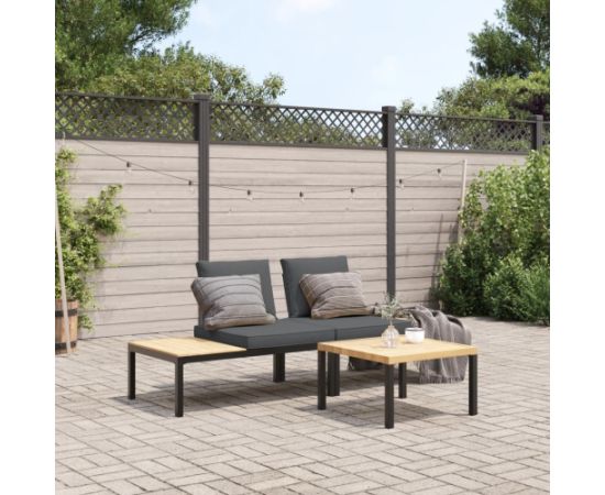 vidaXL vidaXL 3-cz. zestaw mebli do ogrodu, z poduszkami, czarne aluminium Dārza mēbeļu komplekti