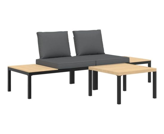 vidaXL vidaXL 3-cz. zestaw mebli do ogrodu, z poduszkami, czarne aluminium Dārza mēbeļu komplekti