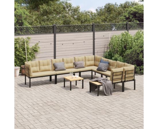 vidaXL vidaXL 7-cz. zestaw mebli do ogrodu z poduszkami, malowana stal Dārza mēbeļu komplekti