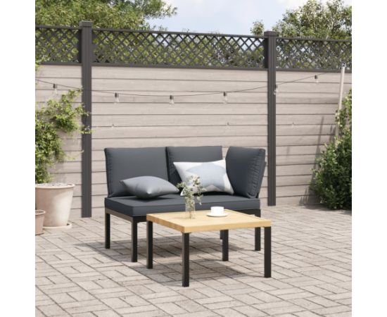 vidaXL vidaXL 2-cz. zestaw mebli do ogrodu, z poduszkami, czarne aluminium Dārza mēbeļu komplekti