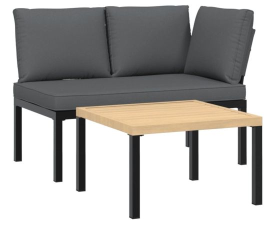 vidaXL vidaXL 2-cz. zestaw mebli do ogrodu, z poduszkami, czarne aluminium Dārza mēbeļu komplekti