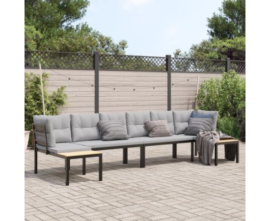 vidaXL vidaXL 4-cz. zestaw mebli do ogrodu z poduszkami, malowana stal Dārza mēbeļu komplekti