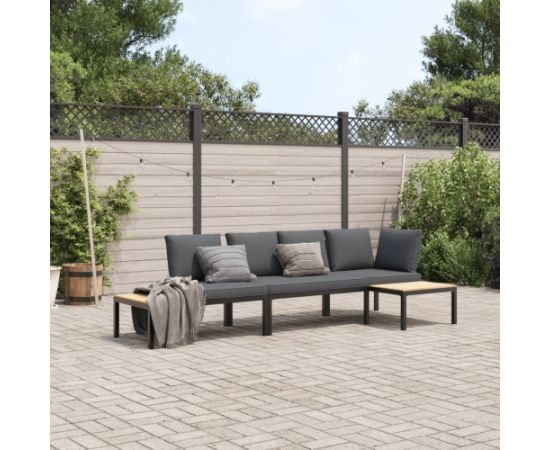 vidaXL vidaXL 3-cz. zestaw mebli do ogrodu, z poduszkami, czarne aluminium Dārza mēbeļu komplekti