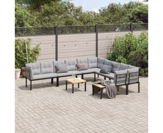 vidaXL vidaXL 7-cz. zestaw mebli do ogrodu z poduszkami, malowana stal Dārza mēbeļu komplekti