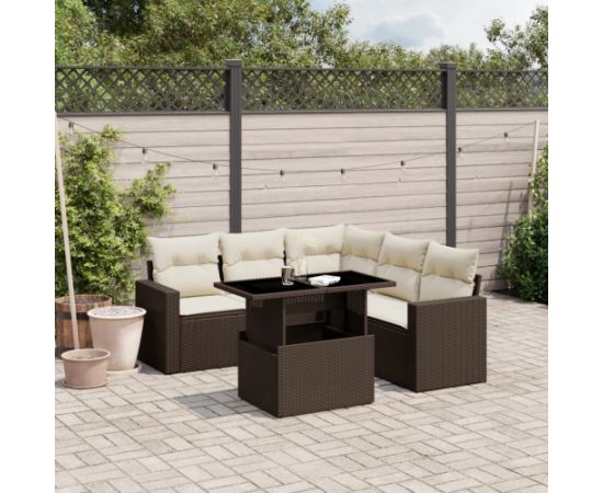 vidaXL vidaXL 6-cz. zestaw wypoczynkowy do ogrodu, z poduszkami, brązowy Dārza mēbeļu komplekti