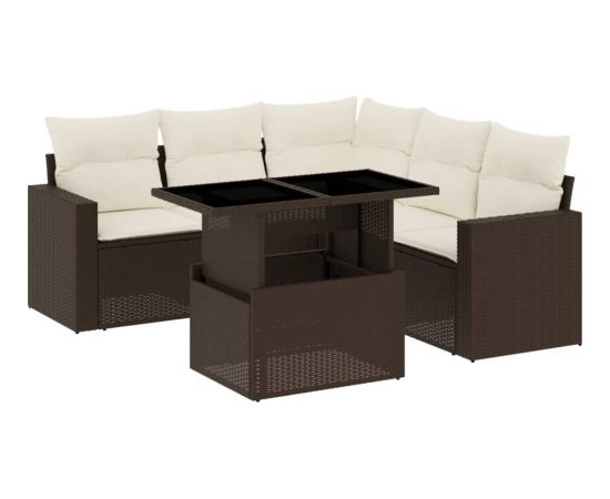 vidaXL vidaXL 6-cz. zestaw wypoczynkowy do ogrodu, z poduszkami, brązowy Dārza mēbeļu komplekti