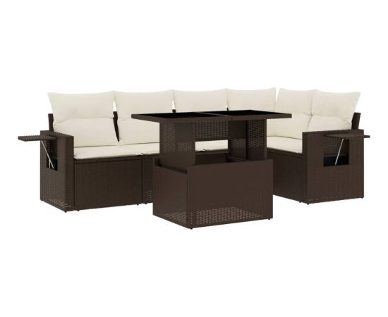 vidaXL vidaXL 6-cz. zestaw wypoczynkowy do ogrodu, z poduszkami, brązowy Dārza mēbeļu komplekti