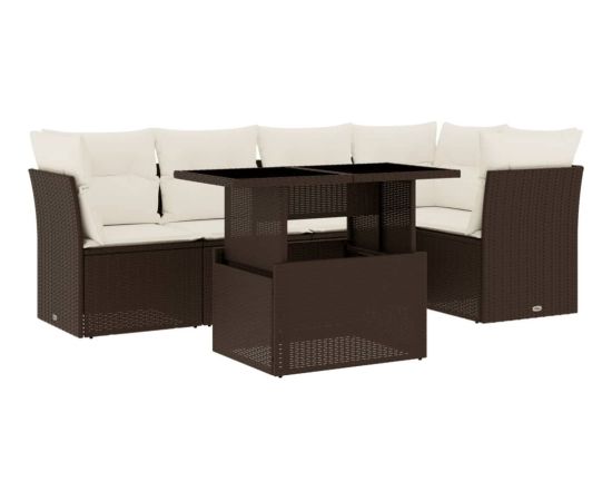 vidaXL vidaXL 6-cz. zestaw wypoczynkowy do ogrodu, z poduszkami, brązowy Dārza mēbeļu komplekti