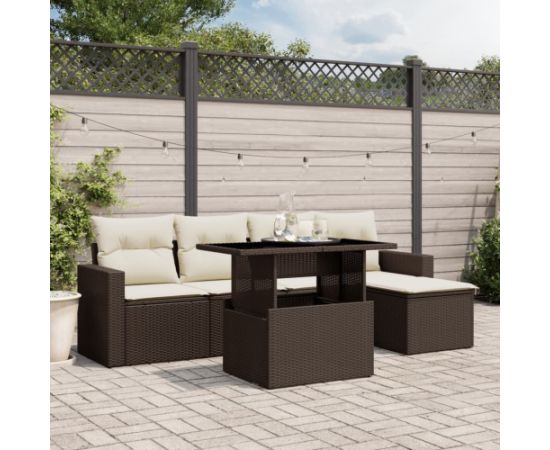 vidaXL vidaXL 6-cz. zestaw wypoczynkowy do ogrodu, z poduszkami, brązowy Dārza mēbeļu komplekti