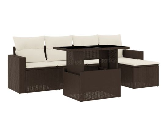 vidaXL vidaXL 6-cz. zestaw wypoczynkowy do ogrodu, z poduszkami, brązowy Dārza mēbeļu komplekti