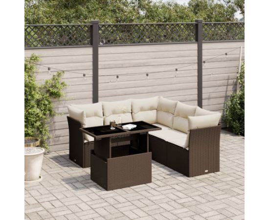 vidaXL vidaXL 6-cz. zestaw wypoczynkowy do ogrodu, z poduszkami, brązowy Dārza mēbeļu komplekti