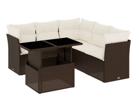 vidaXL vidaXL 6-cz. zestaw wypoczynkowy do ogrodu, z poduszkami, brązowy Dārza mēbeļu komplekti