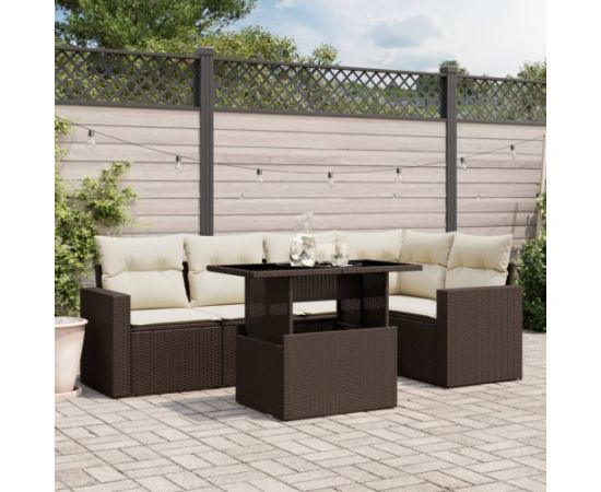 vidaXL vidaXL 6-cz. zestaw wypoczynkowy do ogrodu, z poduszkami, brązowy Dārza mēbeļu komplekti