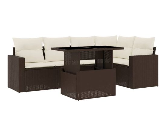 vidaXL vidaXL 6-cz. zestaw wypoczynkowy do ogrodu, z poduszkami, brązowy Dārza mēbeļu komplekti