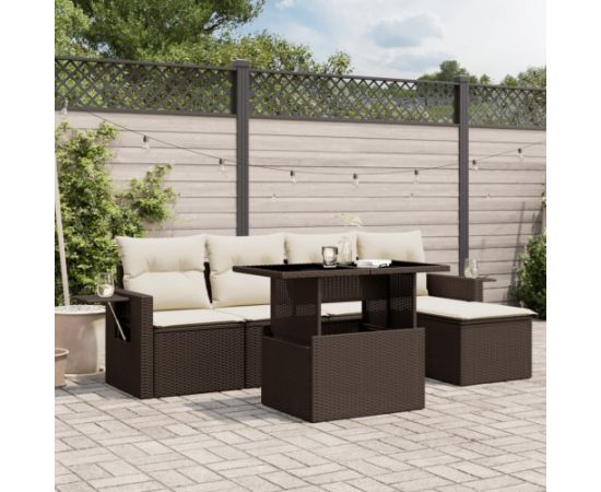 vidaXL vidaXL 6-cz. zestaw wypoczynkowy do ogrodu, z poduszkami, brązowy Dārza mēbeļu komplekti