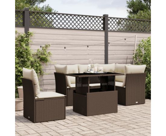 vidaXL vidaXL 6-cz. zestaw wypoczynkowy do ogrodu, z poduszkami, brązowy Dārza mēbeļu komplekti