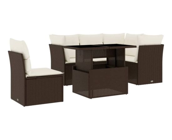 vidaXL vidaXL 6-cz. zestaw wypoczynkowy do ogrodu, z poduszkami, brązowy Dārza mēbeļu komplekti