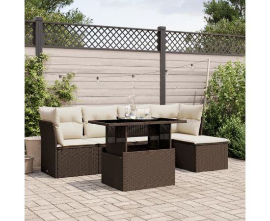 vidaXL vidaXL 6-cz. zestaw wypoczynkowy do ogrodu, z poduszkami, brązowy Dārza mēbeļu komplekti