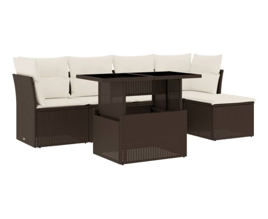 vidaXL vidaXL 6-cz. zestaw wypoczynkowy do ogrodu, z poduszkami, brązowy Dārza mēbeļu komplekti