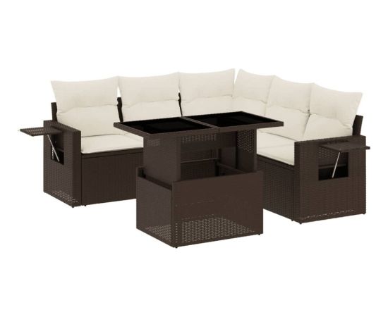 vidaXL vidaXL 6-cz. zestaw wypoczynkowy do ogrodu, z poduszkami, brązowy Dārza mēbeļu komplekti