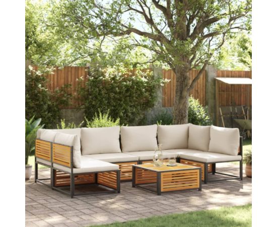 vidaXL vidaXL 7-cz. zestaw wypoczynkowy do ogrodu, z poduszkami, drewniany Dārza mēbeļu komplekti